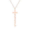 Personalized Script Name Cross Necklace in Sterling Silver, Gold or Rose Gold - Custom Religious Pendant with Chain