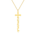 Personalized Cross Necklace with Name Sterling Silver & Gold Options – Custom Script Pendant for Women