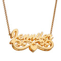 Personalized Women’s Sterling Silver or Gold over Silver Nameplate Necklace with Heart Tail