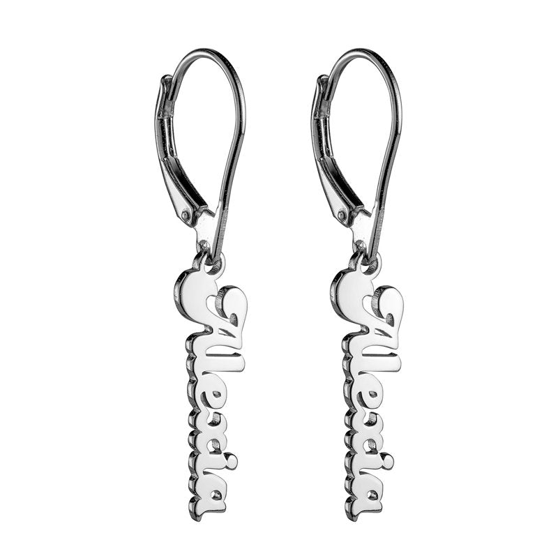 Personalized Women's Sterling Silver or Gold over Silver Name Dangle Earrings