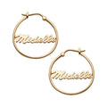 Personalized Gold Over Silver Hoop Earrings with Name - Small 25mm or Medium 35mm