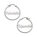 Personalized Silver or Gold Over Silver Hoop Earrings with Name Customization - Small 25mm or Medium 35mm