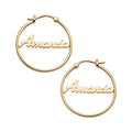 Personalized Women's Sterling Silver or Gold Hoop Earrings Custom Name Small & Medium Sizes