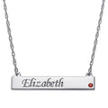 Personalized Women's Sterling Silver or Gold Name and Birthstone Bar Necklace