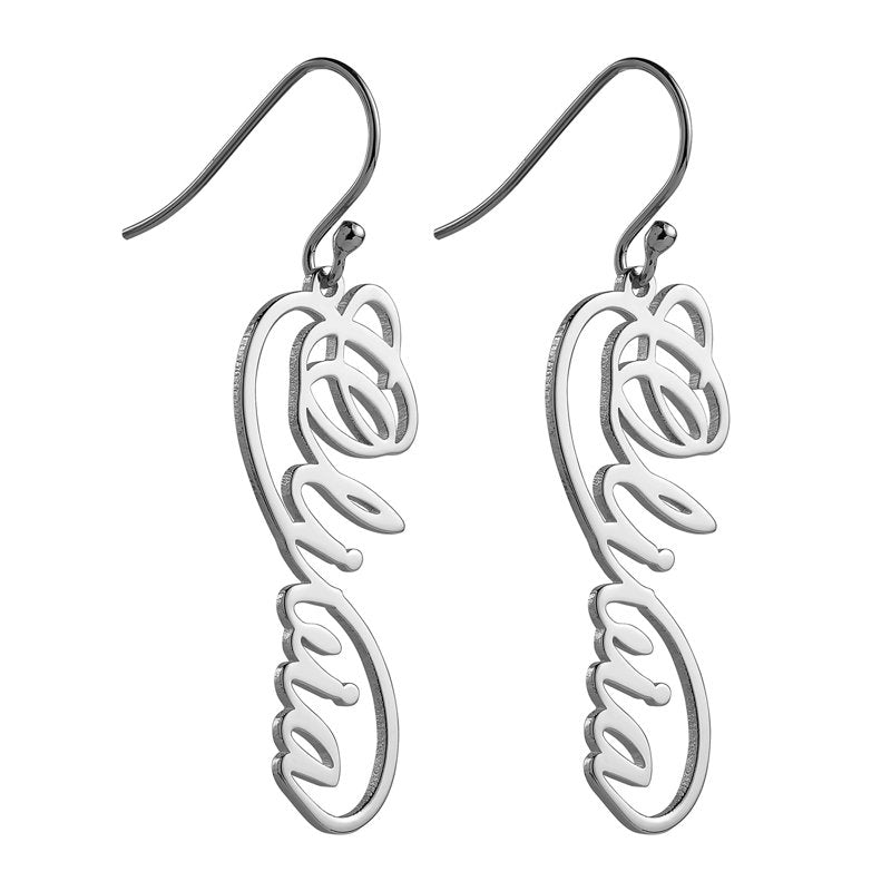 Personalized Silver or Gold Over Silver Infinity Name Earrings - Custom Script Jewelry