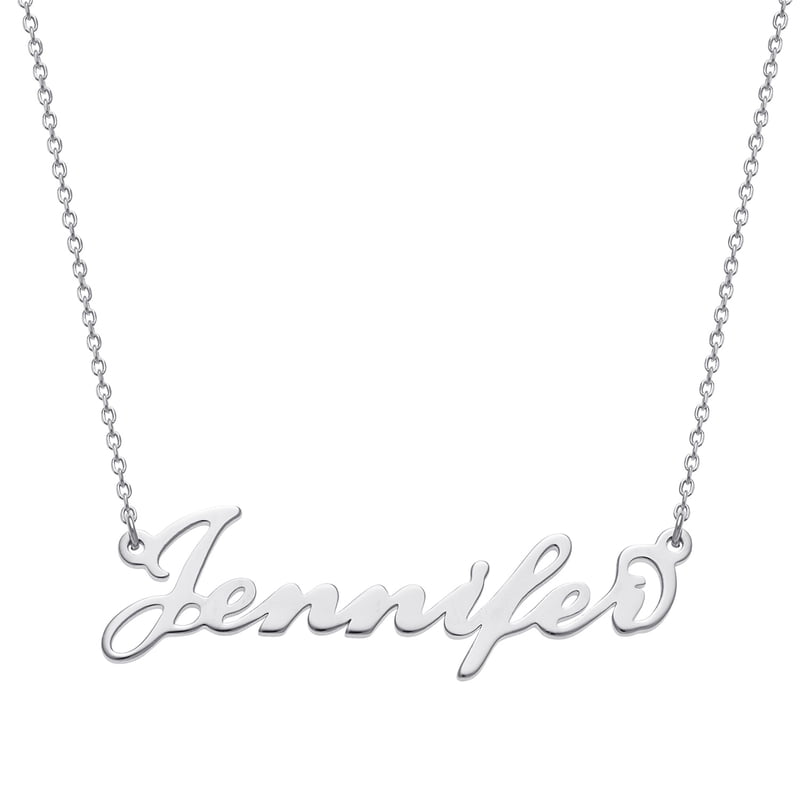 Personalized Sterling Silver Nameplate Necklace 18 Inch Script Pendant