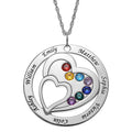 Personalized Family Name Necklace with Birthstones - Sterling Silver or Gold
