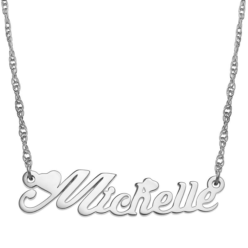 Personalized Name Necklace with Hearts Sterling Silver or Gold