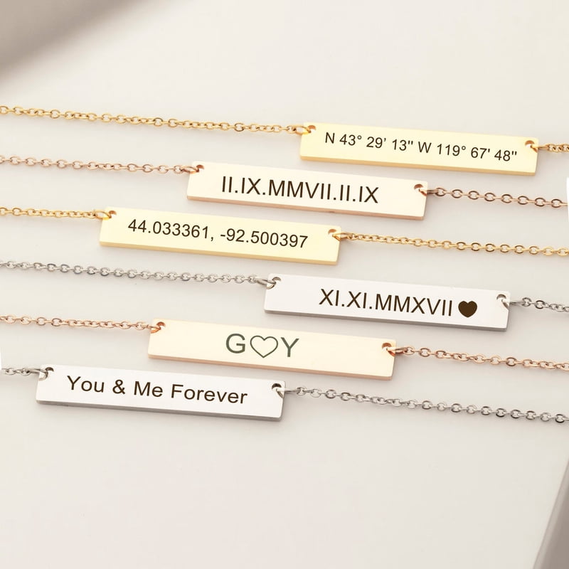 Personalized Stainless Steel Name Necklace Engraved Gift for Mom Her - Custom Birthday Christmas Anniversary Jewelry