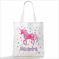 Personalized Unicorn Tote Bag with Name - Canvas Travel & Beach Bag
