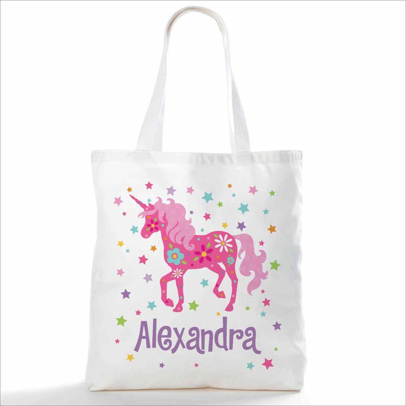 Personalized Unicorn Tote Bag with Name - Canvas Travel & Beach Bag