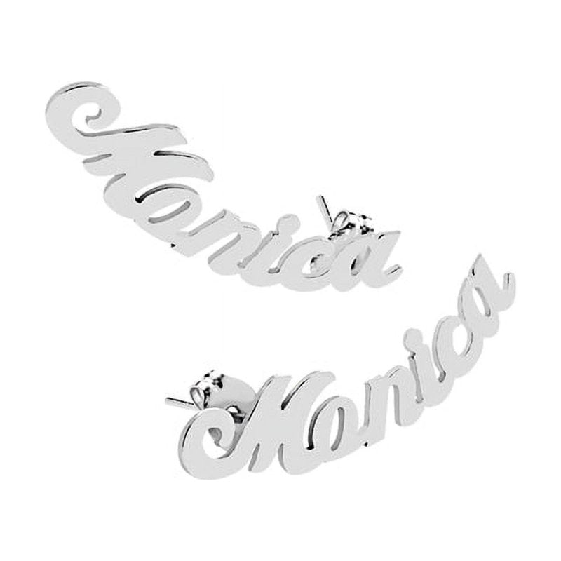 Personalized Script Name Earrings - Sterling Silver & Gold Custom Jewelry