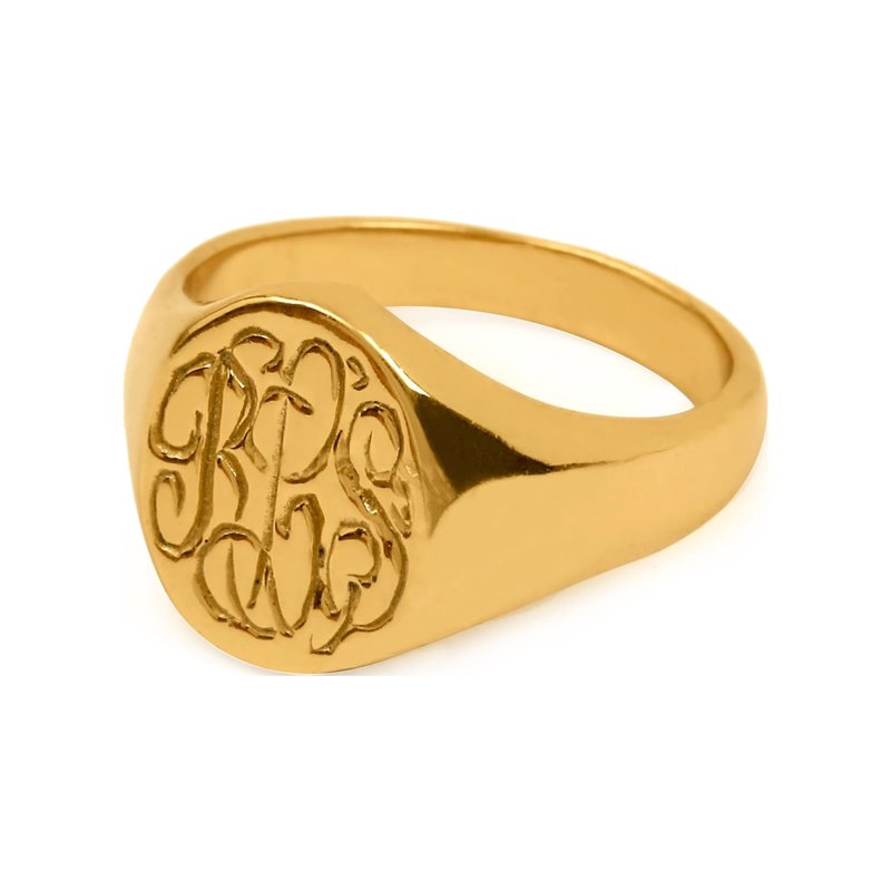 Personalized Monogram Ring with Tapered Band - Sterling Silver
