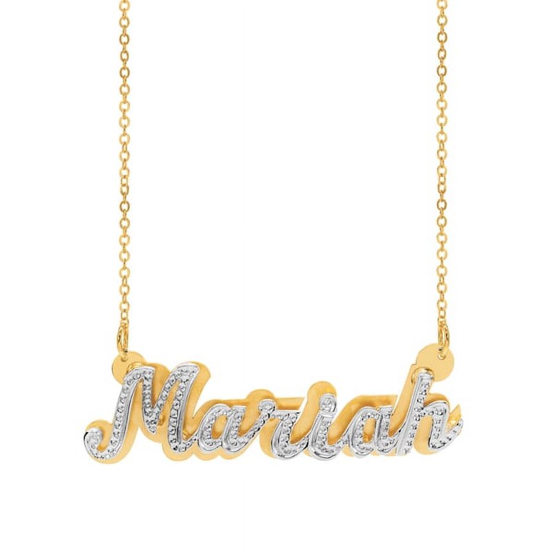 Personalized Script Name Necklace with Beading and Rhodium Finish - Customizable for Women