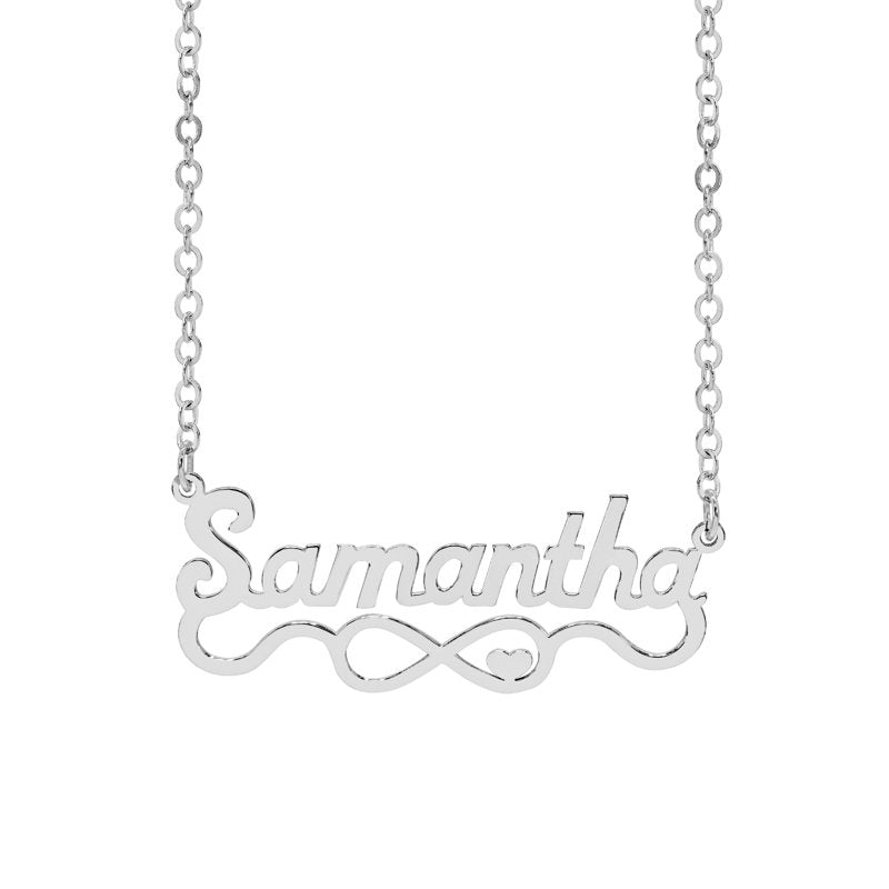 Personalized Script Name Necklace with Heart and Infinity Charm - Custom Jewelry Gift