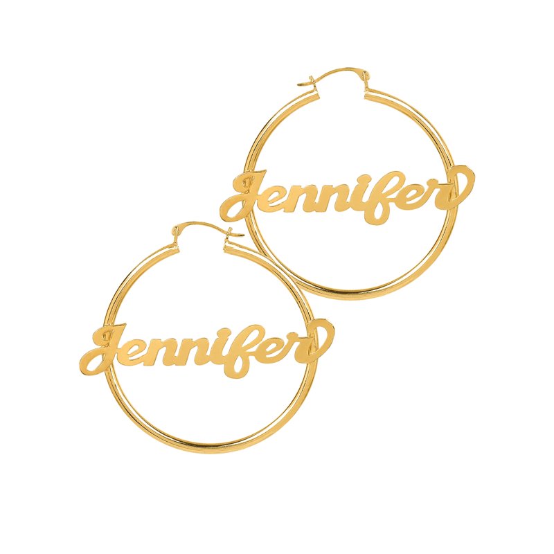 Personalized Script Name Hoop Earrings - Custom Name Pendant Jewelry