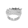 Personalized Script Name Ring with Crown Silver - Custom Adult Jewelry