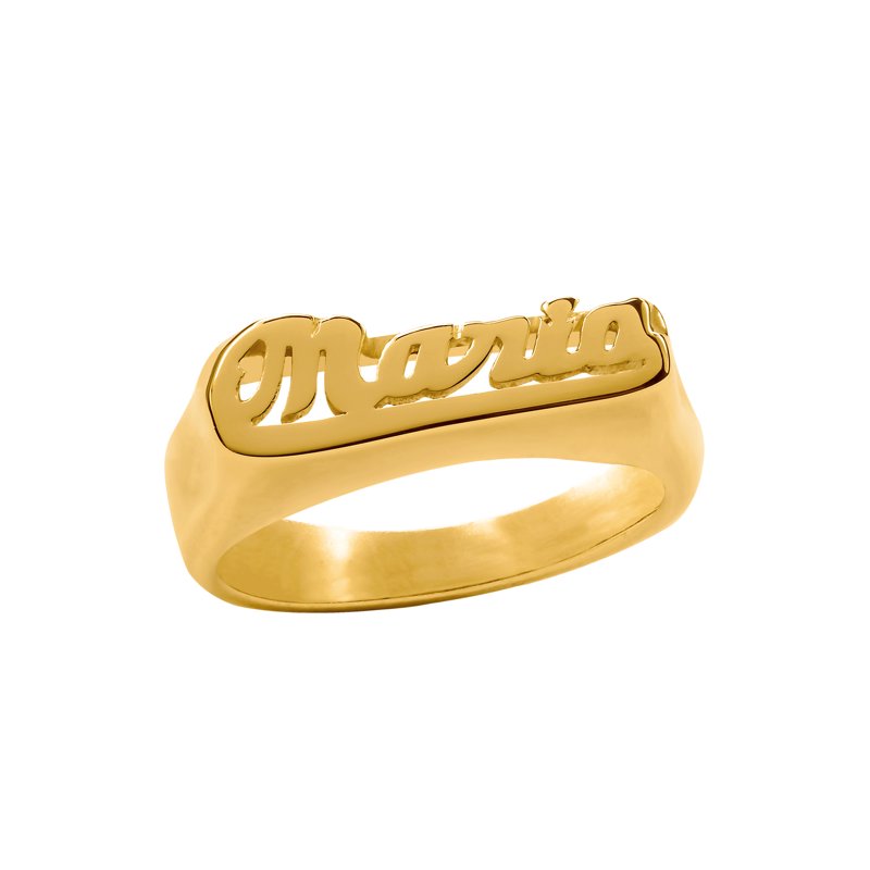 Personalized Script Name Ring with Polished Bar - Customizable Jewelry for Women