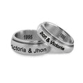 Personalized Stainless Steel Couples Spinner Ring - Engraved Promise Band for Him