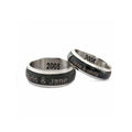Personalized Stainless Steel Couples Spinner Ring with Black Enamel - Custom Engraved Promise Jewelry