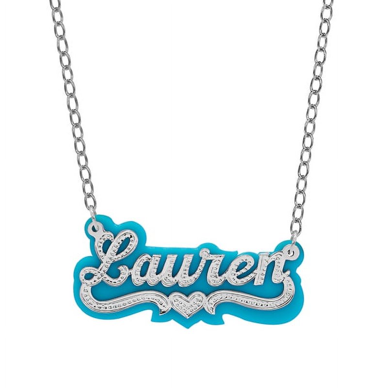 Personalized Turquoise Acrylic Name Necklace with Beading - Custom Jewelry for Women
