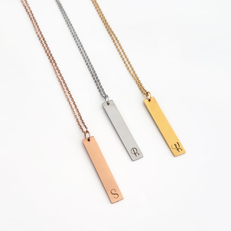 Personalized Vertical Bar Necklace - Custom Engraved Jewelry for Her, Gifts for Mom, Birthday & Special Occasions