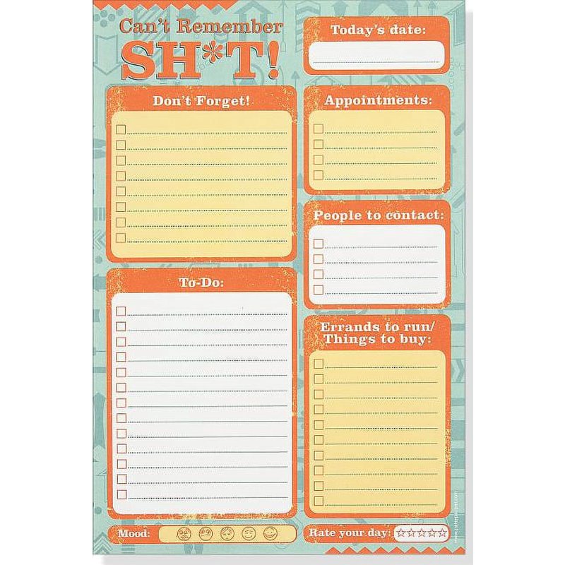 Humorous Daily To-Do Notebook - 6 x 9 Inch Multicolor, 60 Sheets