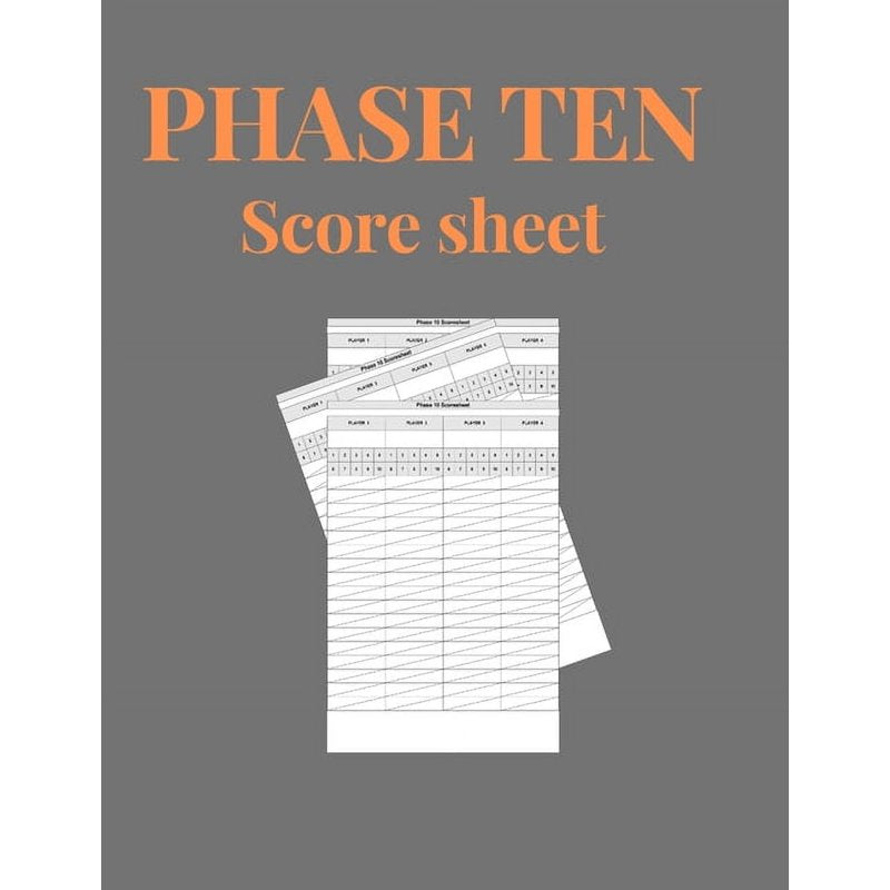 Phase 10 Score Sheets - Card Game Score Record Sheets, 8.5 x 11 Inches