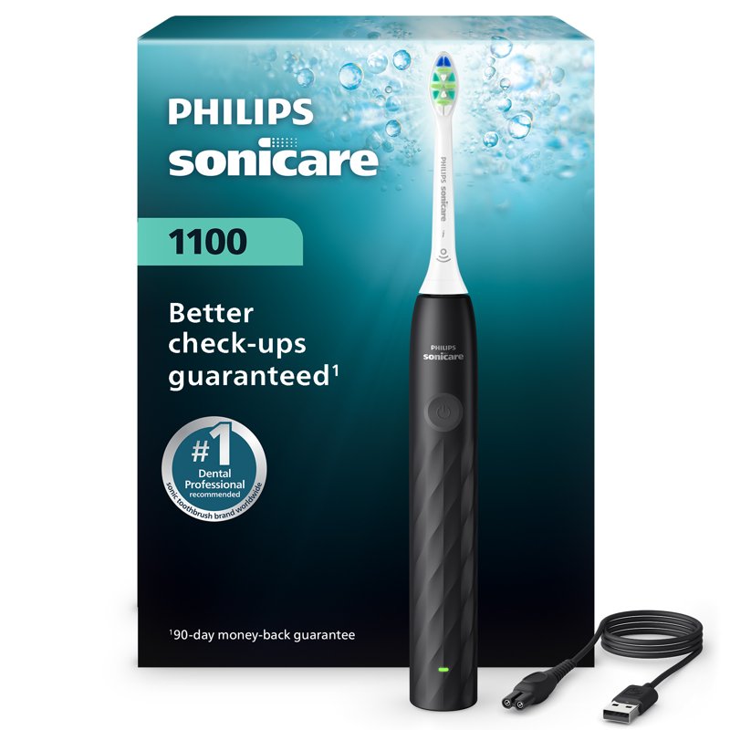 Electric Sonic Toothbrush with 14-Day Battery Life and Smart Timer - Black/White