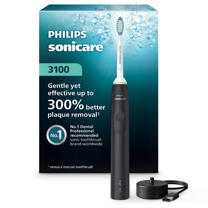 Electric Sonic Toothbrush with Pressure Sensor & Timer - Black
