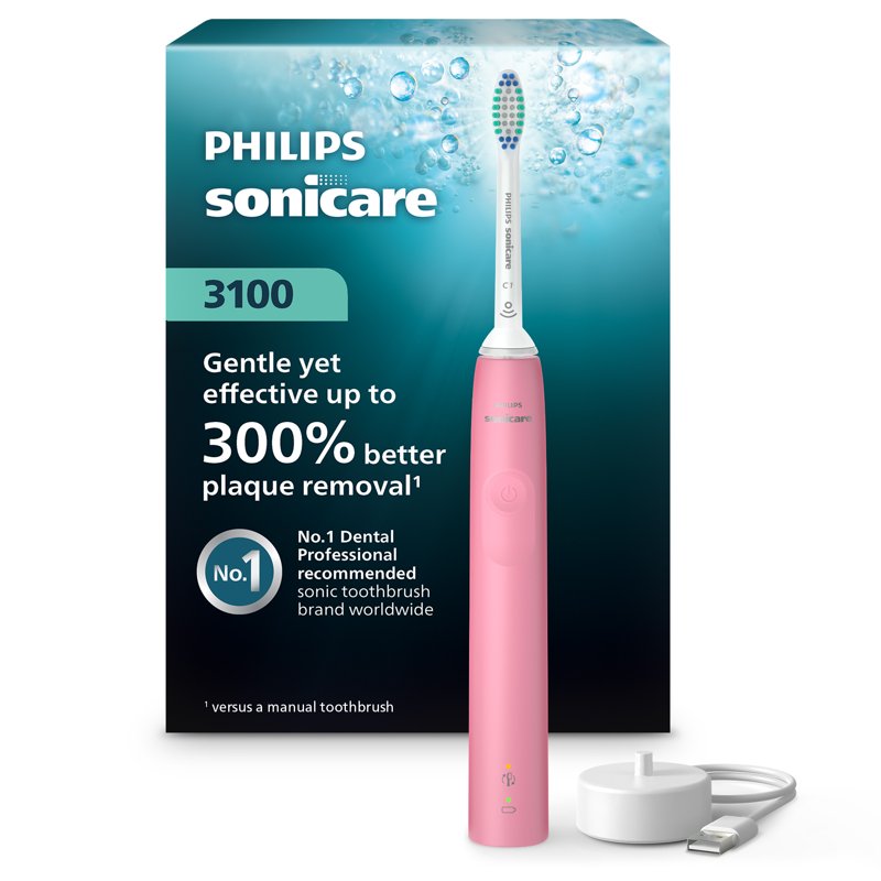 Electric Sonic Toothbrush with Pressure Sensor & Multiple Settings - Pink/White/Black