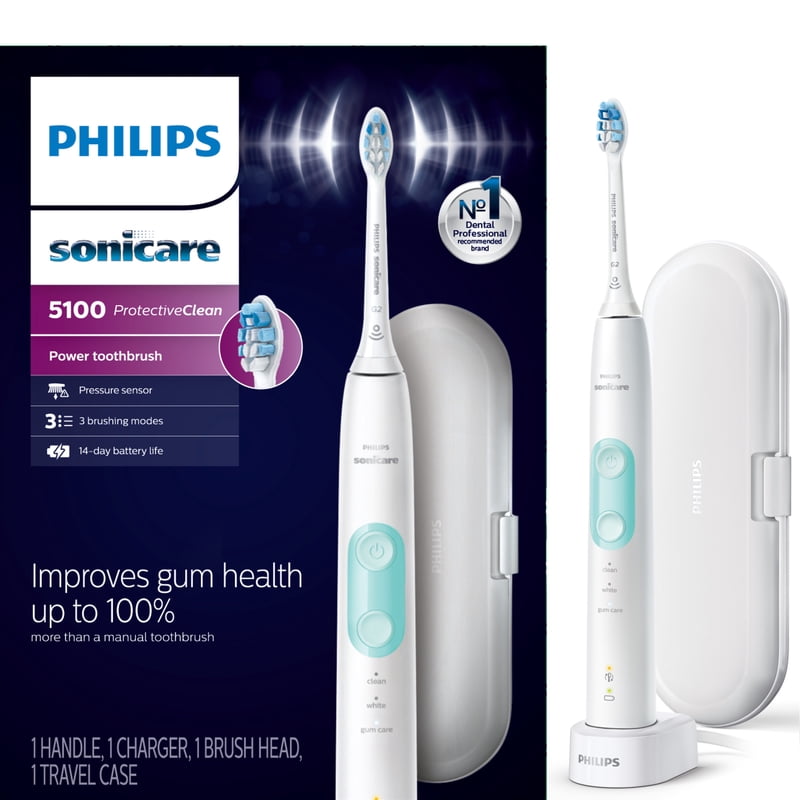Electric Toothbrush with Pressure Sensor and 3 Modes - Rechargeable, White Mint