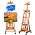 Professional Studio Art Easel with Adjustable Height and Wheels - Beechwood