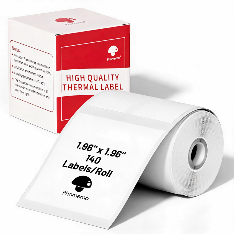 Self-Adhesive Thermal Label Rolls for Label Makers 1.96x1.96in - 140 Labels