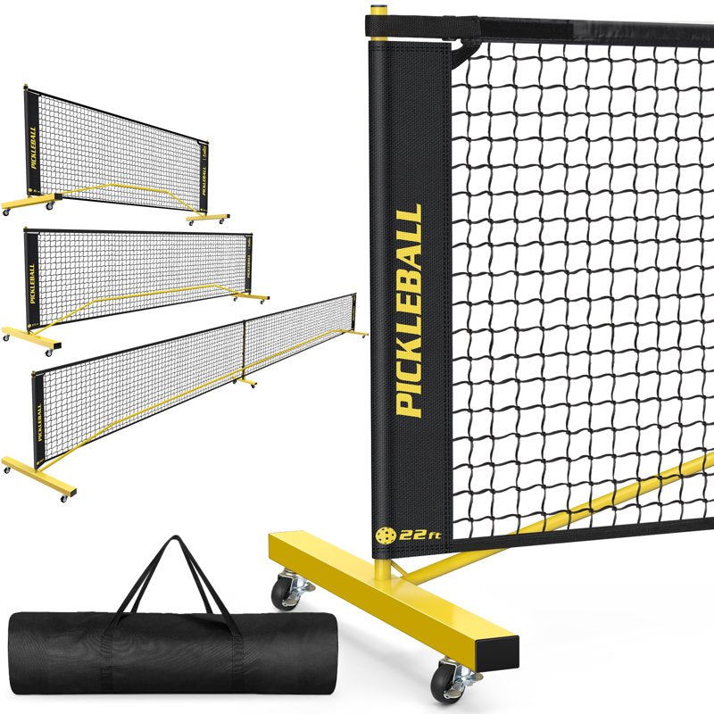 Portable Pickleball Net Set with Wheels - 3 Size Options, All-Weather Durable, Carry Bag & Easy Takedown