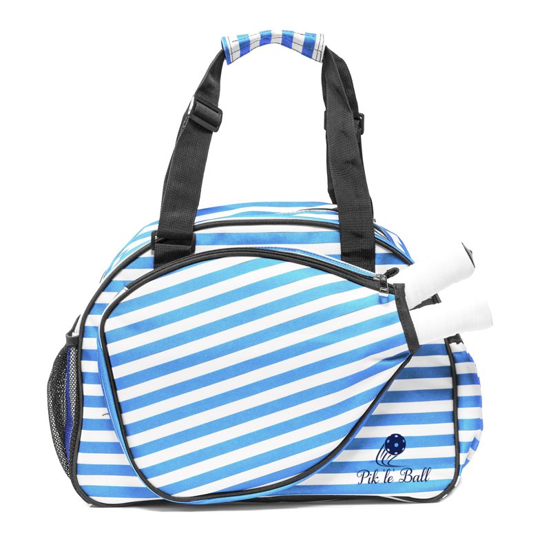Pik'le'Ball Women’s Premium Pickleball Bag - Original Tote with Water Bottle Holder, Fits 3 Paddles - Blue/White