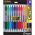 Gel Rollerball Pen Set - Refillable, Assorted Colors, Quick Dry Ink - Pack of 10