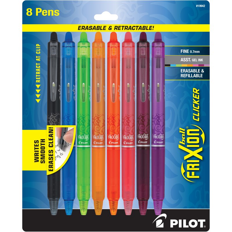 Erasable Gel Ink Pens 0.7mm Fine Point Assorted Colors - 8 Pack