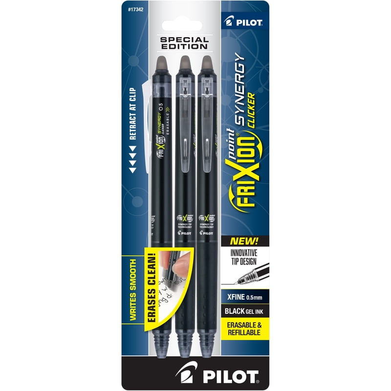 Erasable Gel Pens - Extra Fine Point Black Ink, 3 Pack