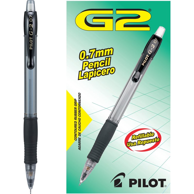 Mechanical Pencils 0.7mm HB Lead - Black Barrel, 12 Pack