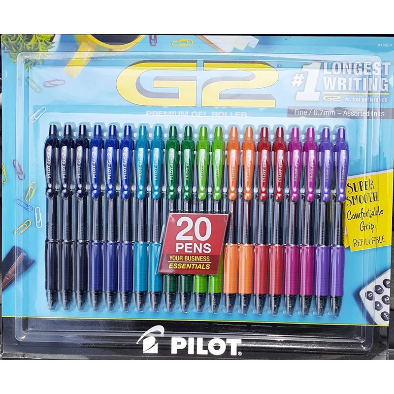 Pilot G2 Premium Gel Pen Set 0.7mm Fine Point Assorted Colors - 20 Count