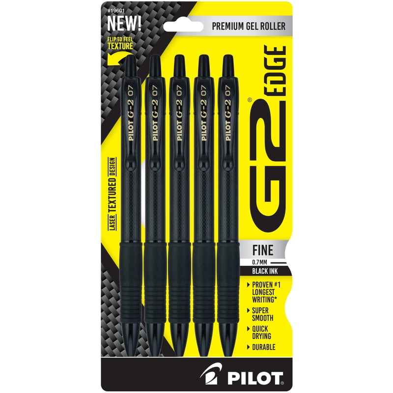 Gel Pens 0.7mm Fine Point Retractable Black Ink – 5 Pack