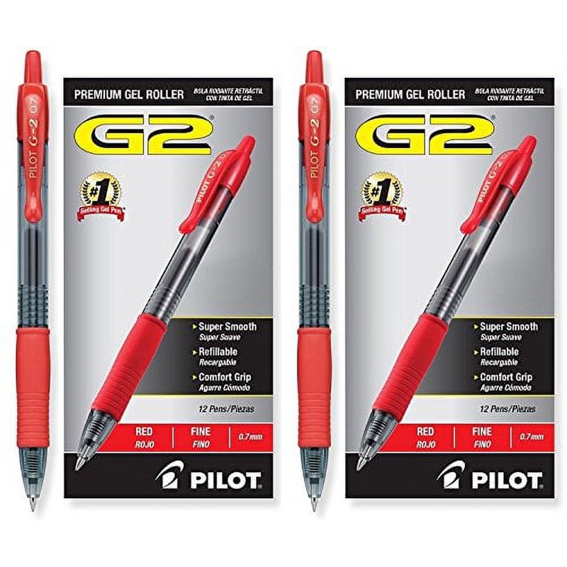Premium Gel Ink Pens - Fine Point, Retractable, 24 Pack in Red