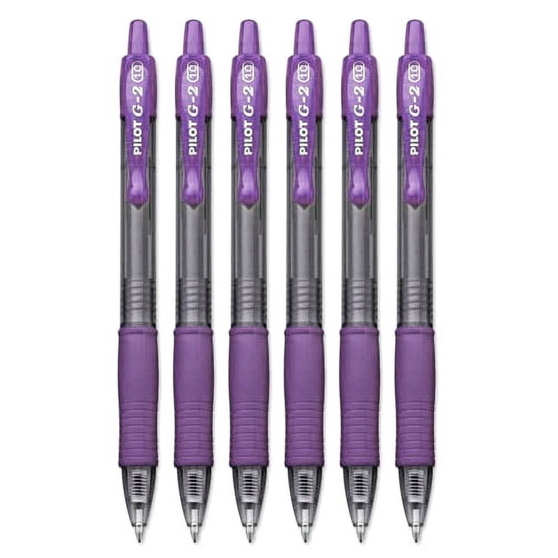 Gel Pen Set - Retractable 1.0mm Bold Point Purple Ink, 6 Count