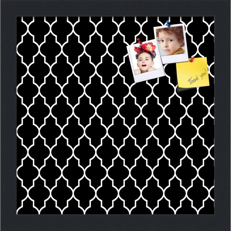 Custom Quatrefoil Black Cork Bulletin Board - Canvas Finish, Frame & Size Options
