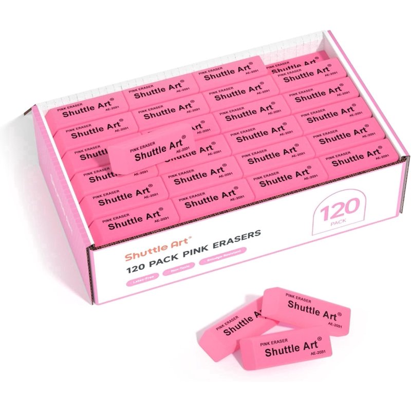 Bulk Pink Erasers for School and Office - Latex-Free Soft Erasers