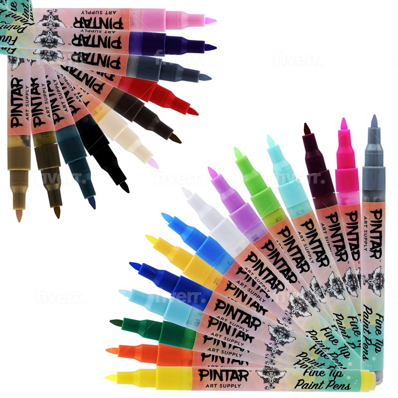 24 Pack Acrylic Paint Markers - Fine Tip Permanent Art Pens for Rock Glass Wood Ceramic