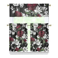 Kitchen Curtain and Valance Set 36 Inch Tier Bloom Red White Rose 3 Pieces