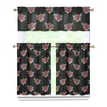 Kitchen Curtains and Valance Set 36 Inch Tier Floral Drapes for Dining Room