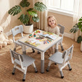 Kids Height Adjustable Activity Table Set with Graffiti Desktop & Chairs - Toddler Play Furniture